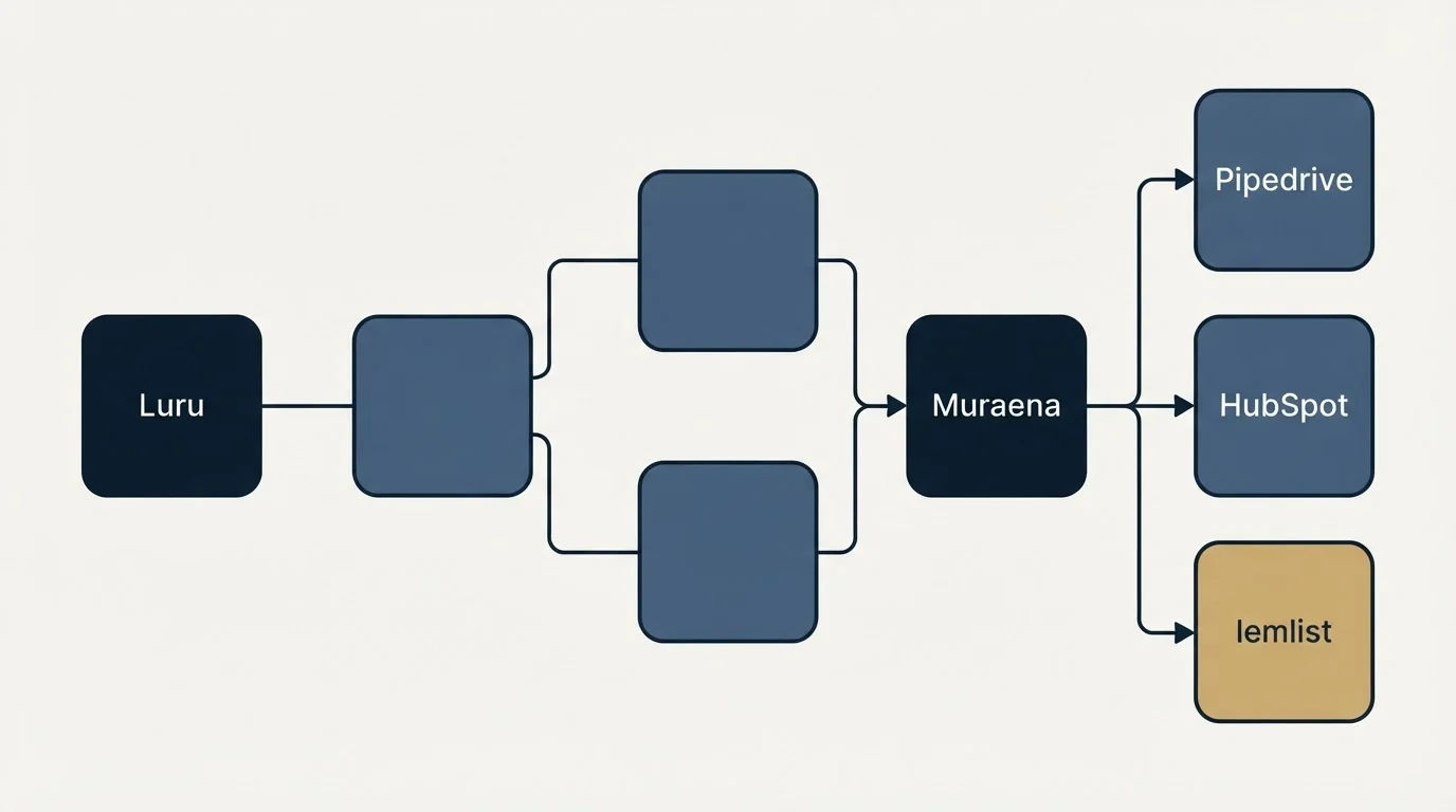 Integration flow: Integration Ecosystem (Luru, Muraena, Pipedrive, HubSpot)