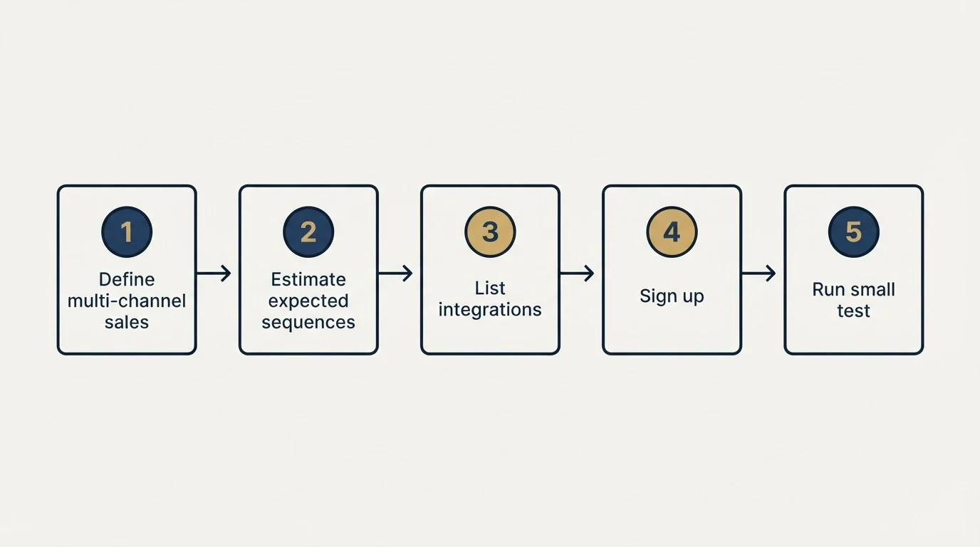 Step sequence: Getting Started Checklist (Define multi-channel sales, Estimate expected sequences, List integrations, Sign up)