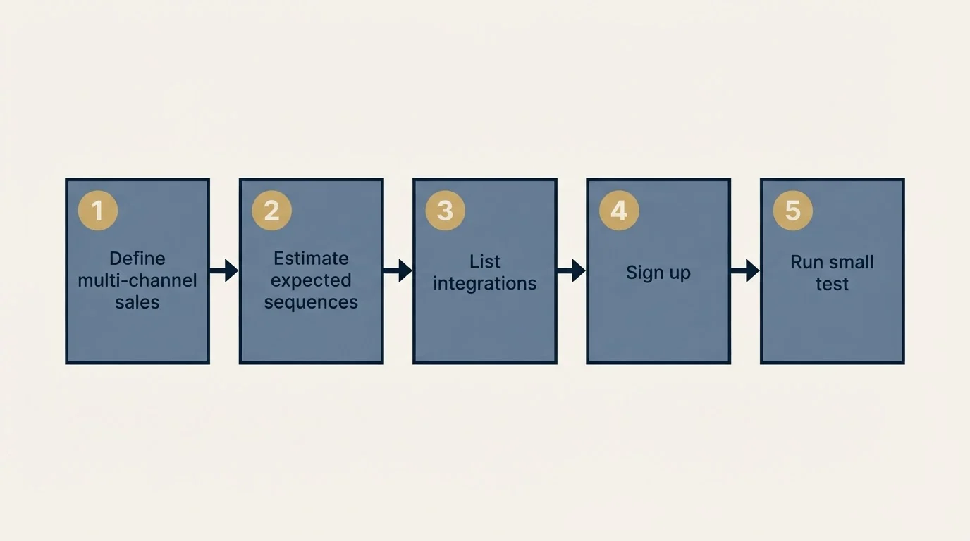 Step sequence: Getting Started Checklist (Define multi-channel sales, Estimate expected sequences, List integrations, Sign up)