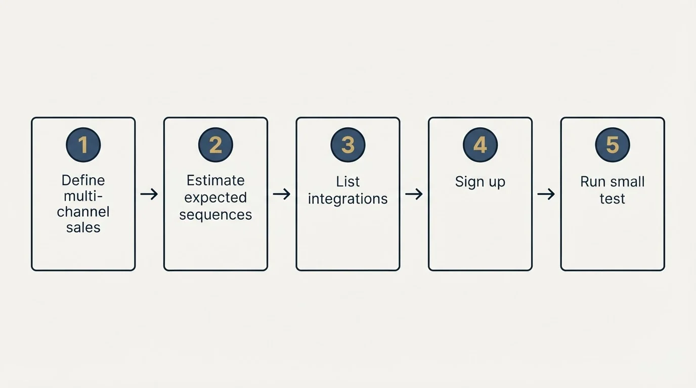 Step sequence: Getting Started Checklist (Define multi-channel sales, Estimate expected sequences, List integrations, Sign up)