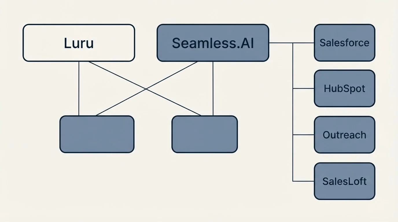 Integration grid: Integration Ecosystem (Luru, Seamless.AI, Salesforce, HubSpot)