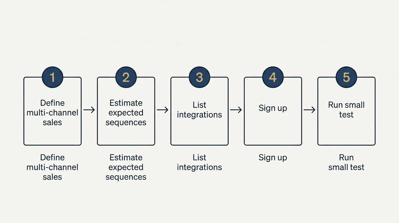 Step sequence: Getting Started Checklist (Define multi-channel sales, Estimate expected sequences, List integrations, Sign up)