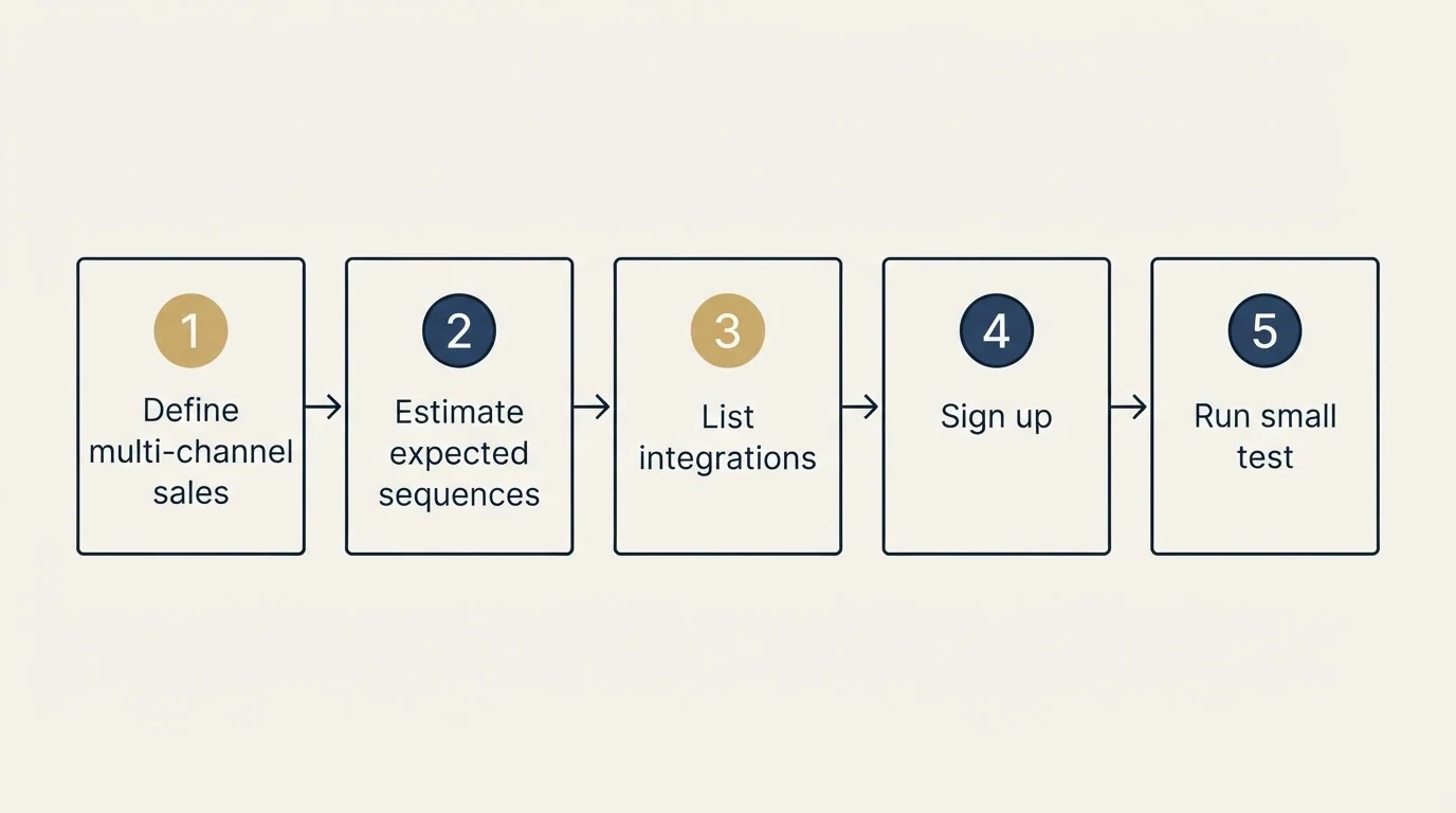 Step sequence: Getting Started Checklist (Define multi-channel sales, Estimate expected sequences, List integrations, Sign up)