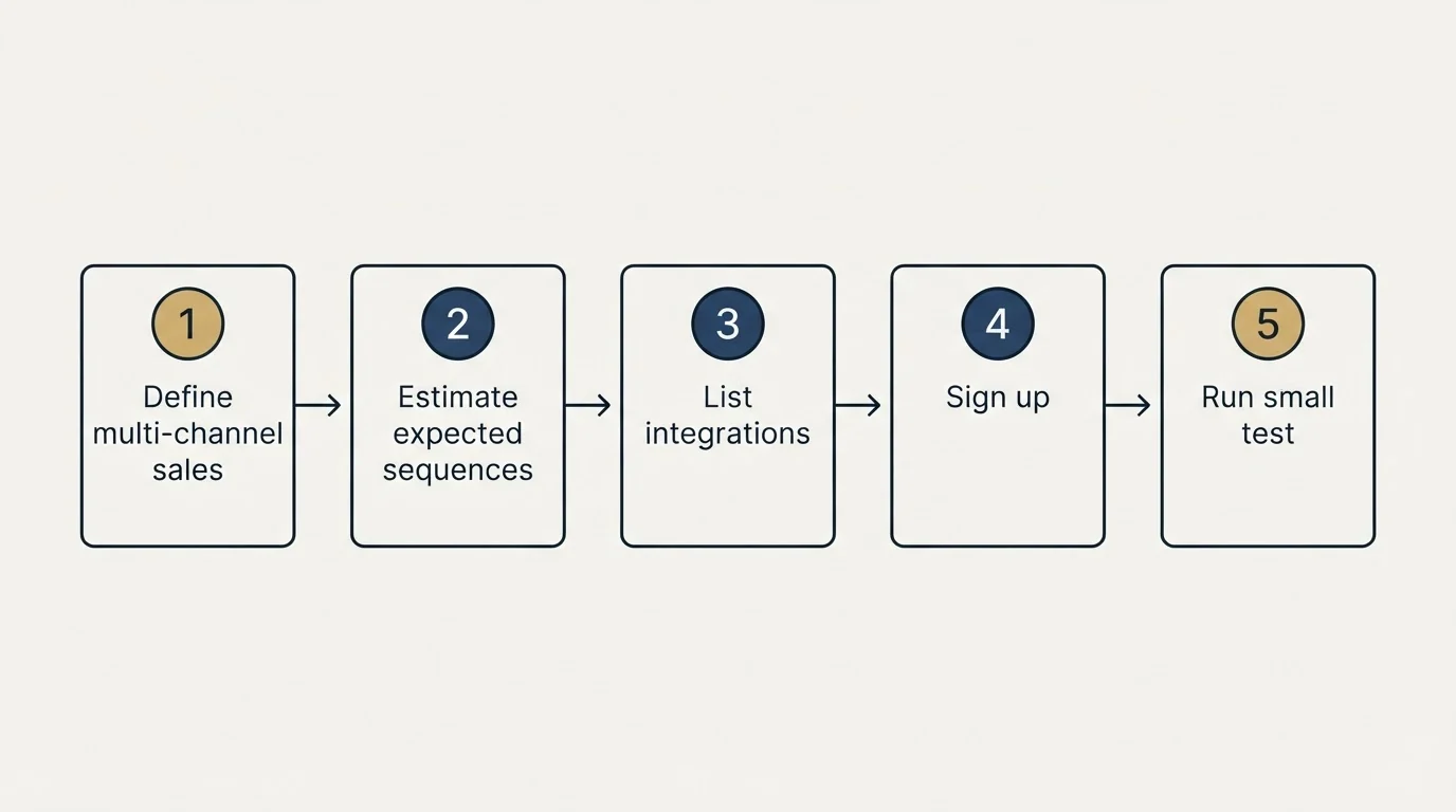 Step sequence: Getting Started Checklist (Define multi-channel sales, Estimate expected sequences, List integrations, Sign up)