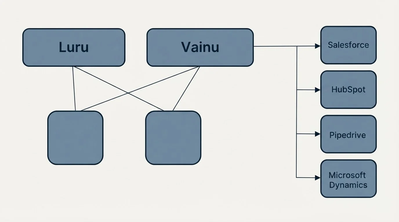 Integration grid: Integration Ecosystem (Luru, Vainu, Salesforce, HubSpot)