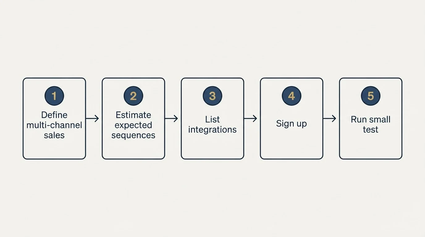 Step sequence: Getting Started Checklist (Define multi-channel sales, Estimate expected sequences, List integrations, Sign up)