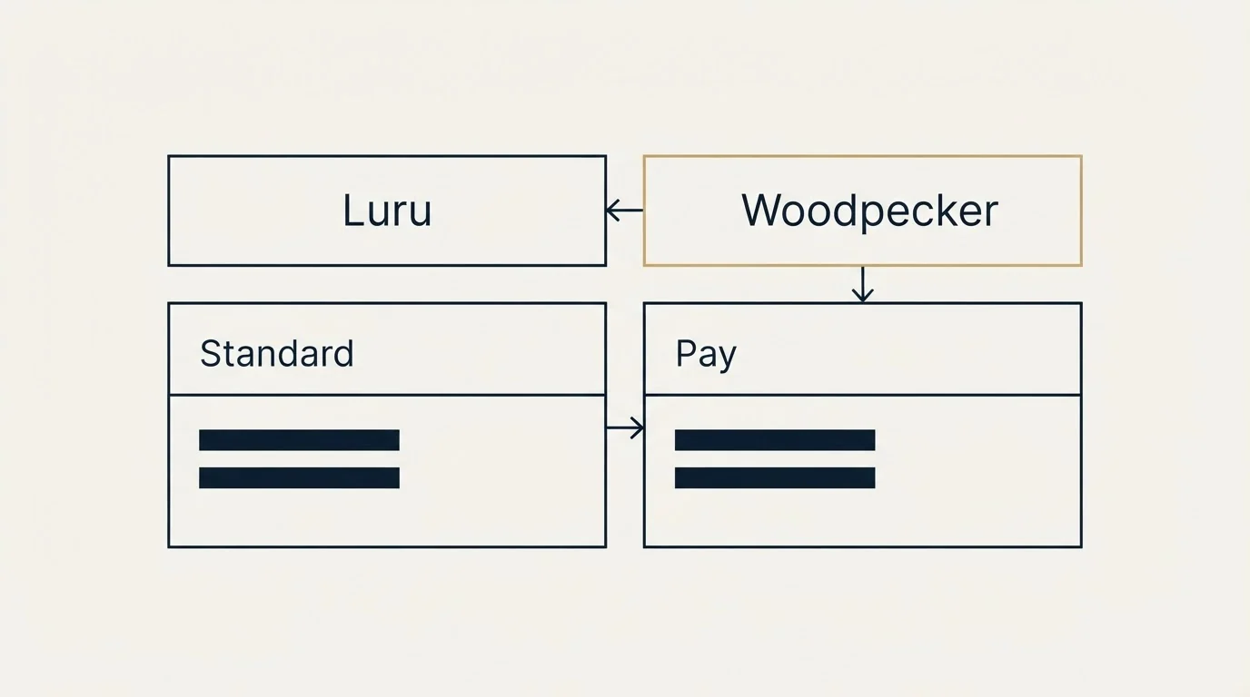Pricing table: Pricing Comparison (Luru, Woodpecker, Standard, Pay)