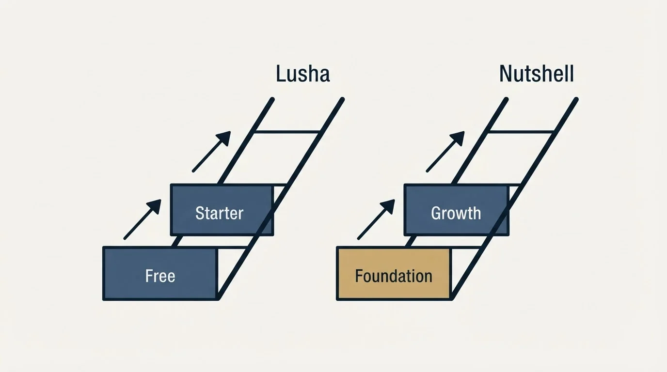 Pricing ladder: Pricing Comparison (Lusha, Nutshell, Free, Foundation)