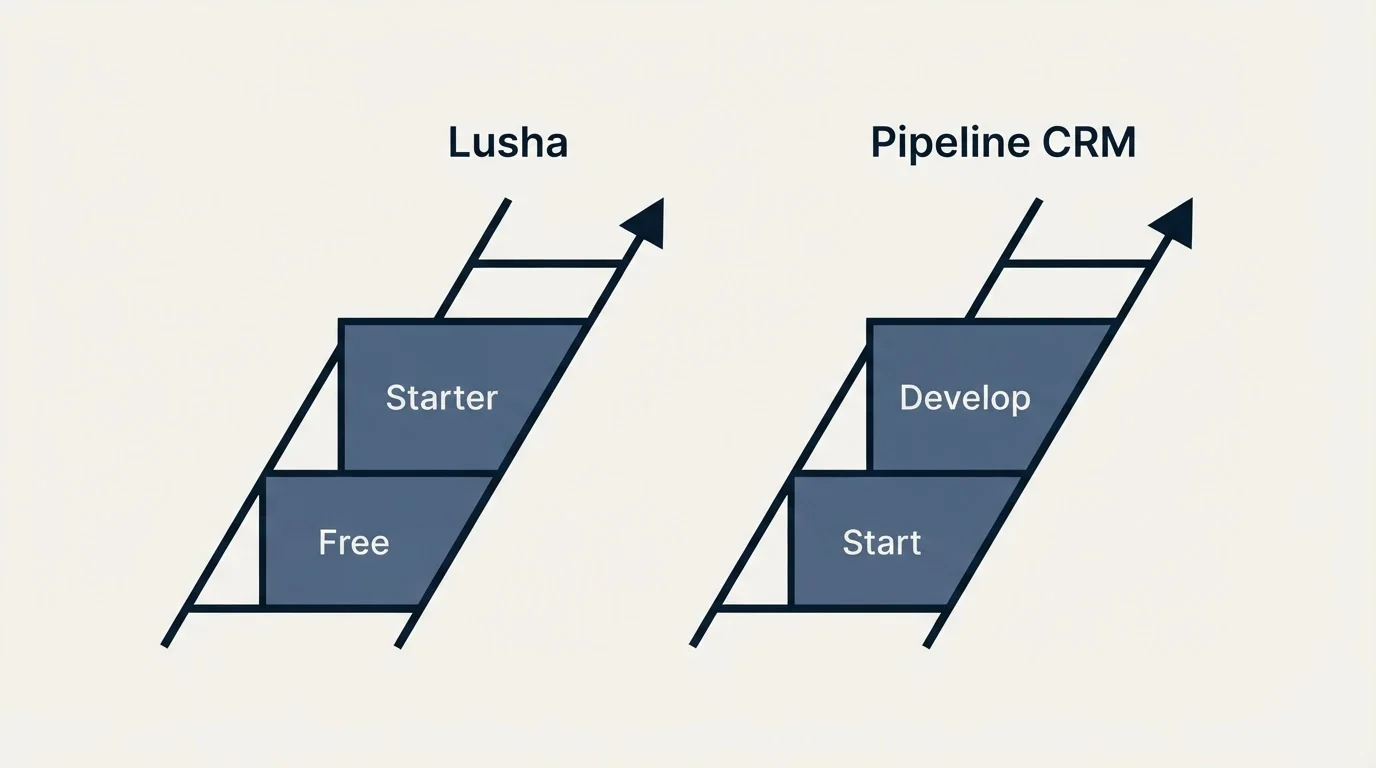 Pricing ladder: Pricing Comparison (Lusha, Pipeline CRM, Free, Start)