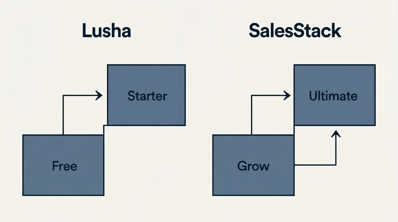 Pricing ladder: Pricing Comparison (Lusha, SalesStack, Free, Grow)