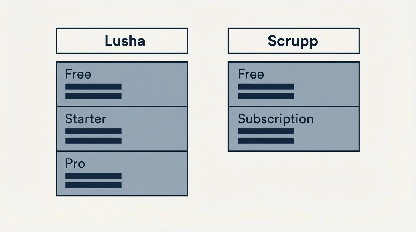 Pricing table: Pricing Comparison (Lusha, Scrupp, Free, Starter)