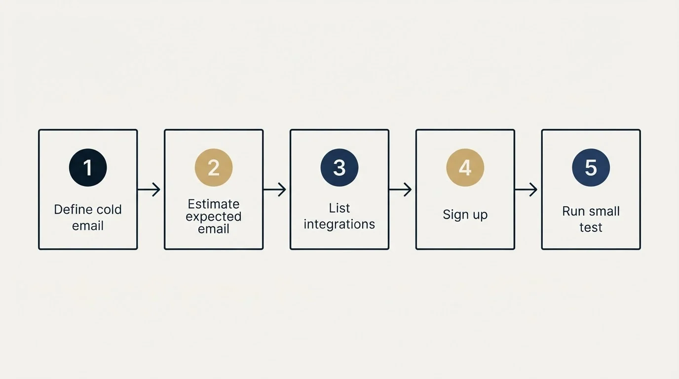 Step sequence: Getting Started Checklist (Define cold email, Estimate expected email, List integrations, Sign up)