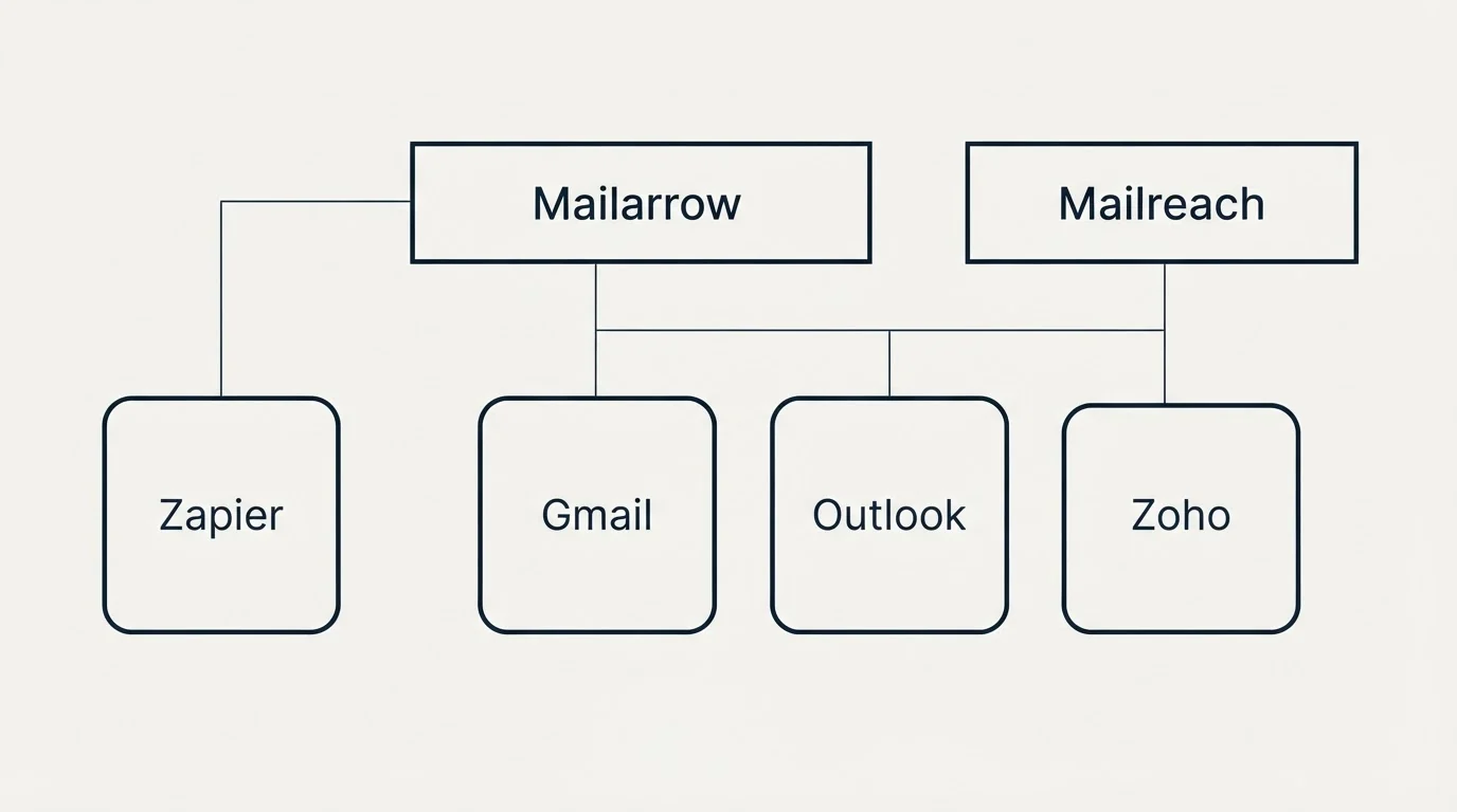 Integration grid: Integration Ecosystem (Mailarrow, Mailreach, Gmail, Outlook)