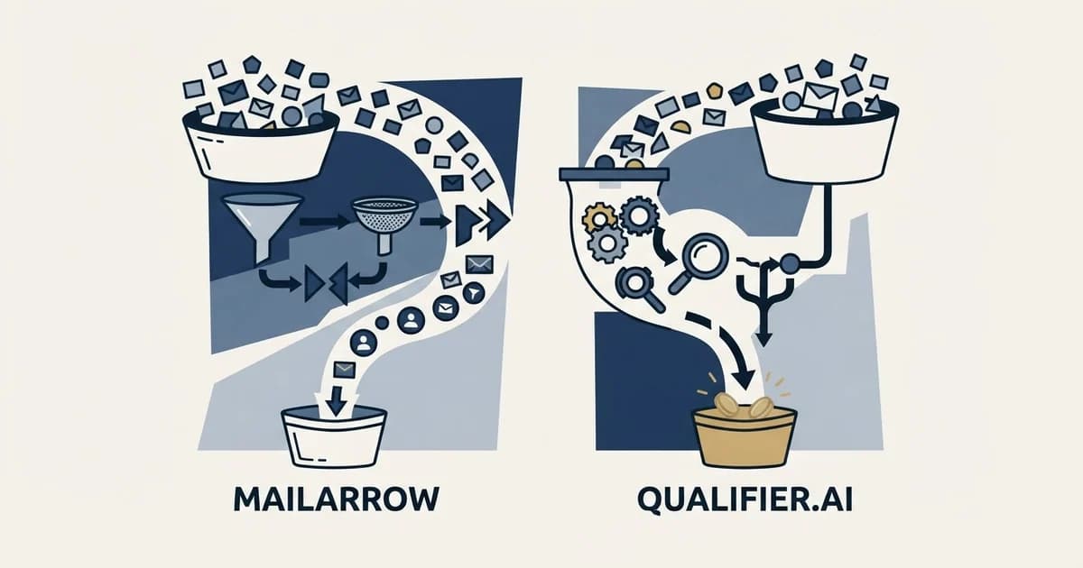 Editorial illustration for Mailarrow vs Qualifier.ai