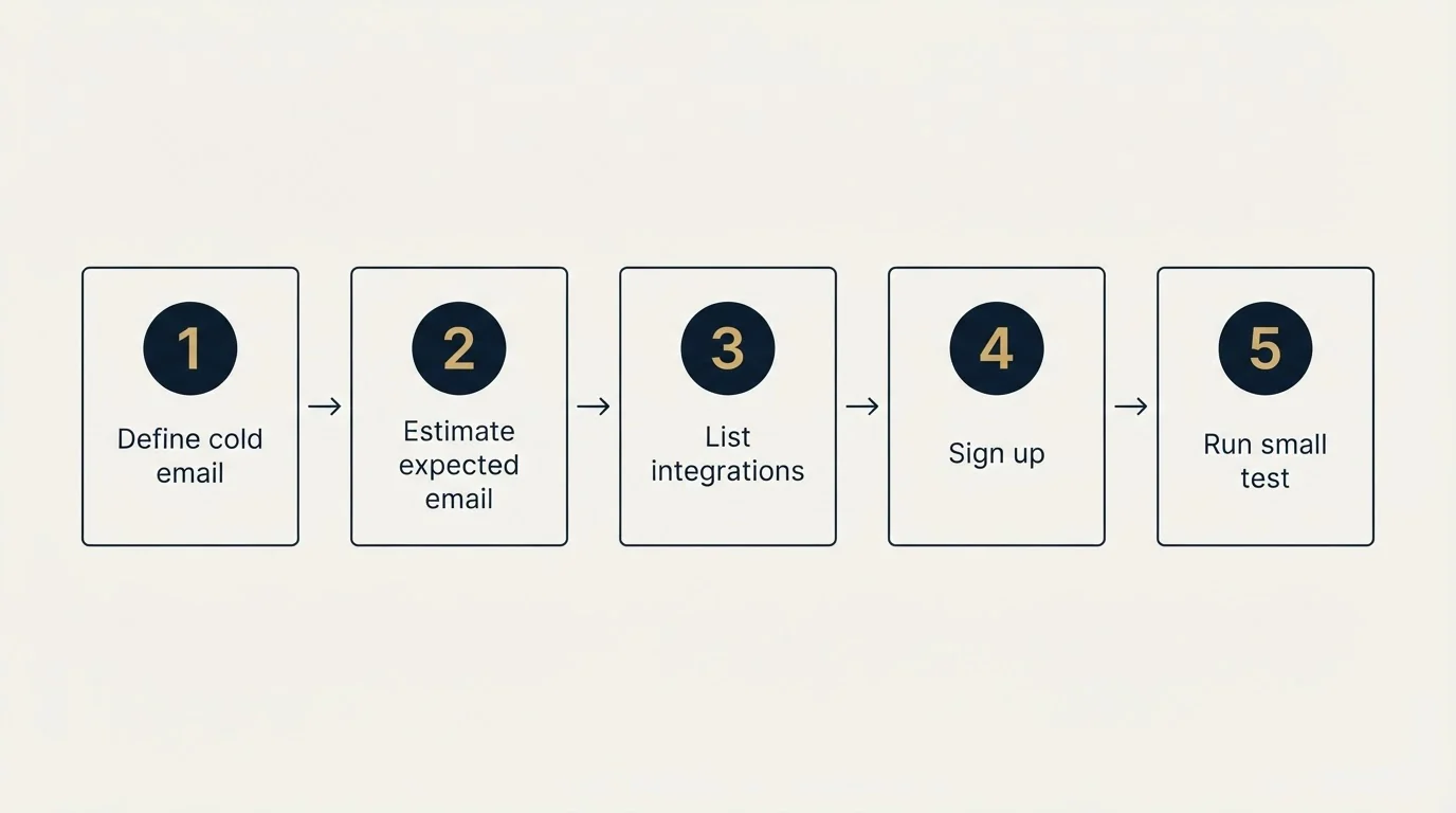 Step sequence: Getting Started Checklist (Define cold email, Estimate expected email, List integrations, Sign up)
