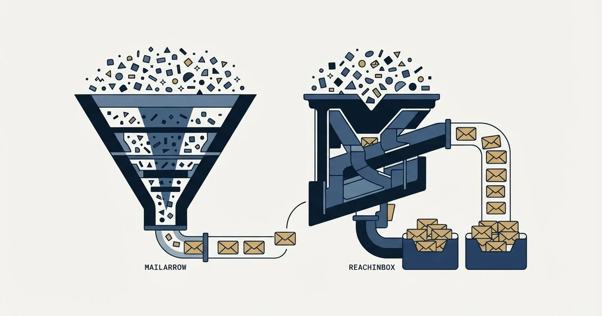 Editorial illustration for Mailarrow vs ReachInbox
