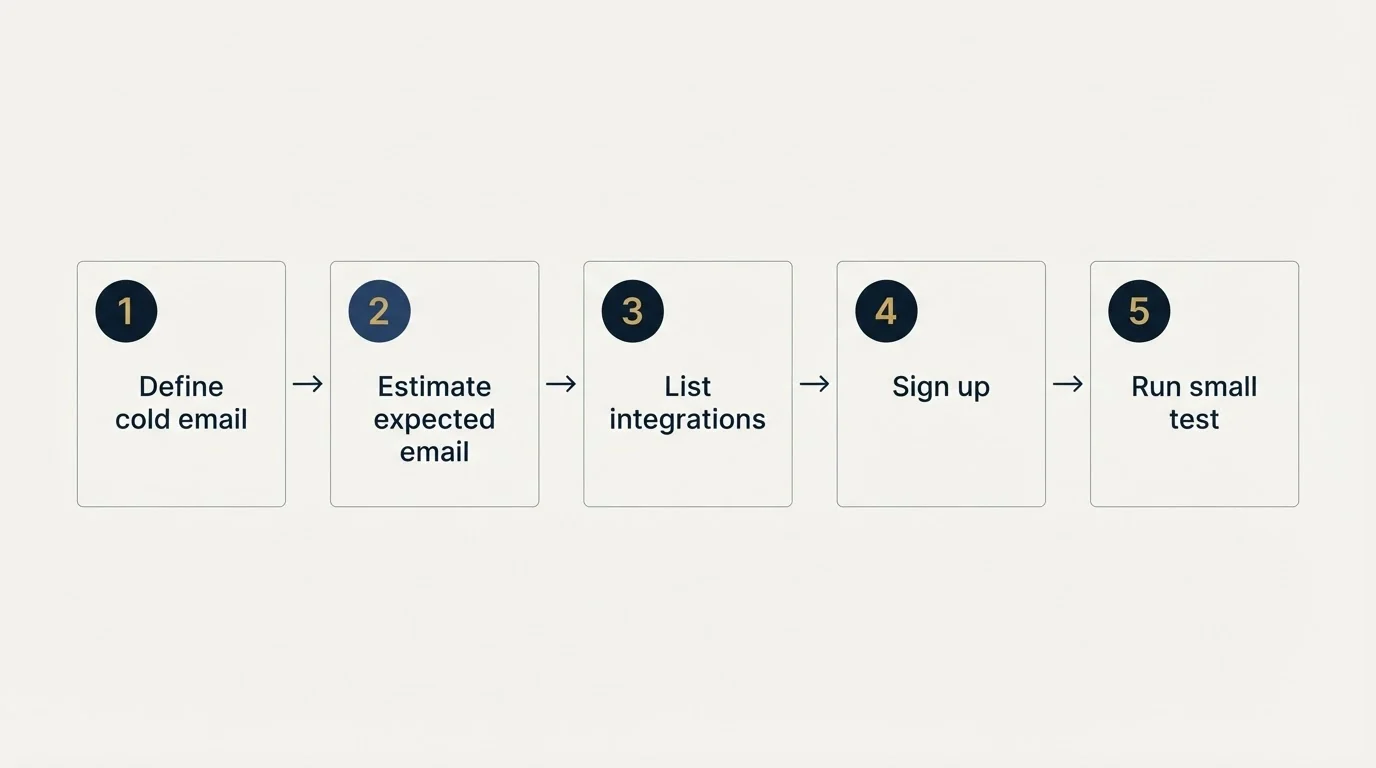 Step sequence: Getting Started Checklist (Define cold email, Estimate expected email, List integrations, Sign up)