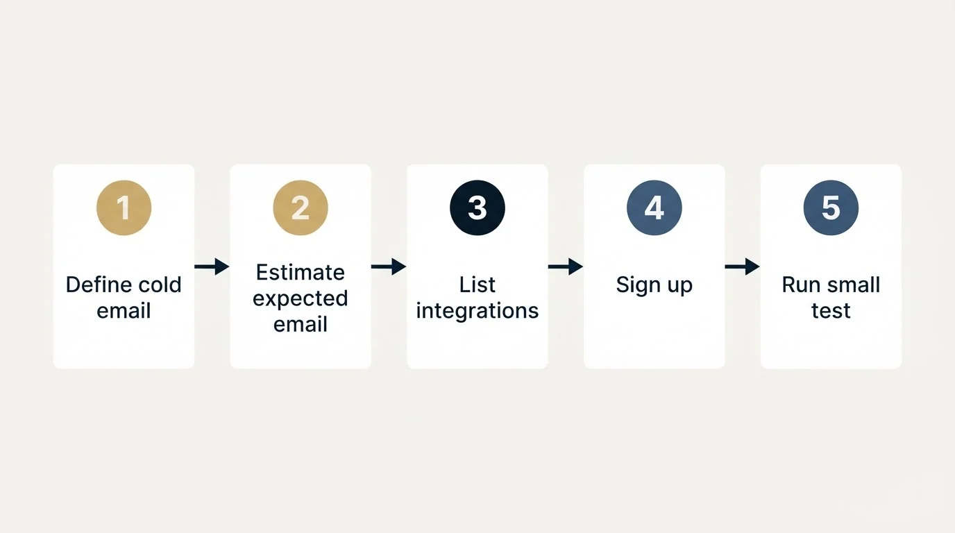 Step sequence: Getting Started Checklist (Define cold email, Estimate expected email, List integrations, Sign up)