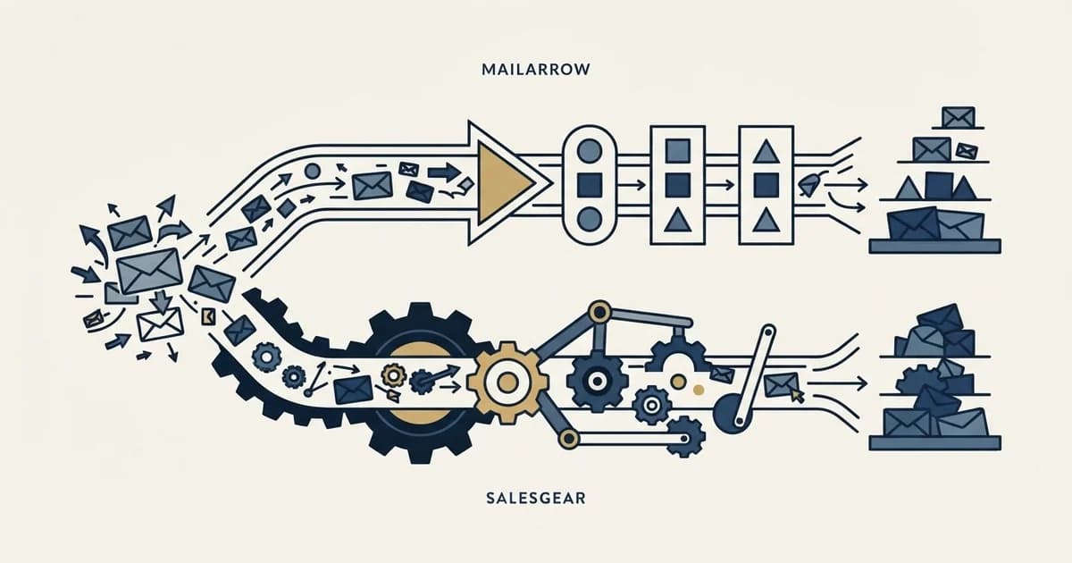 Editorial illustration for Mailarrow vs Salesgear