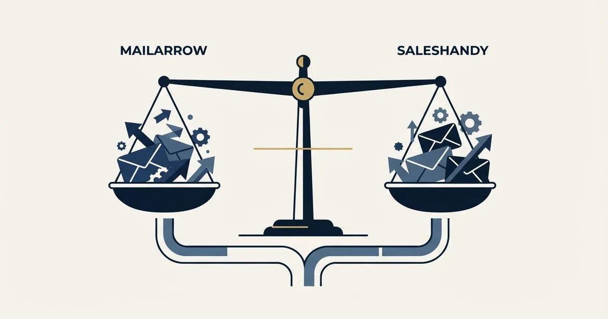 Editorial illustration for Mailarrow vs Saleshandy