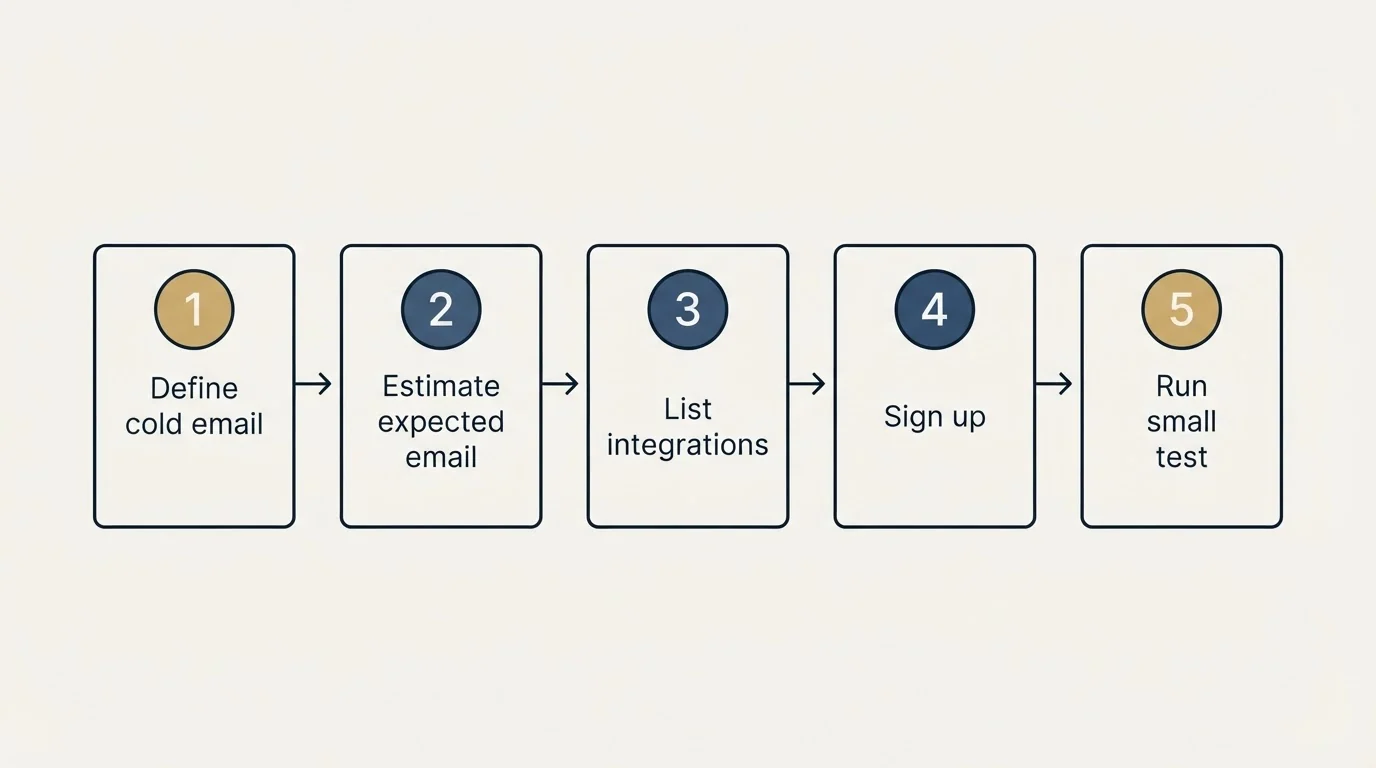 Step sequence: Getting Started Checklist (Define cold email, Estimate expected email, List integrations, Sign up)