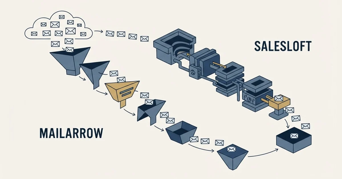 Editorial illustration for Mailarrow vs Salesloft