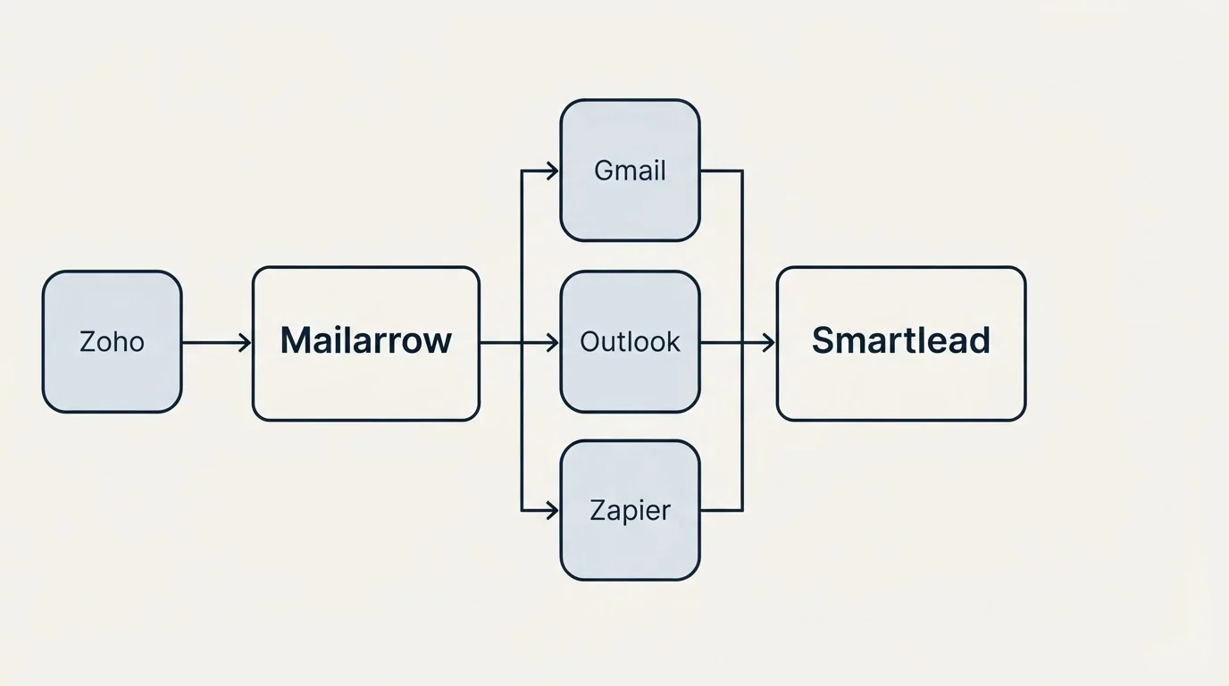 Integration flow: Integration Ecosystem (Mailarrow, Smartlead, Gmail, Outlook)