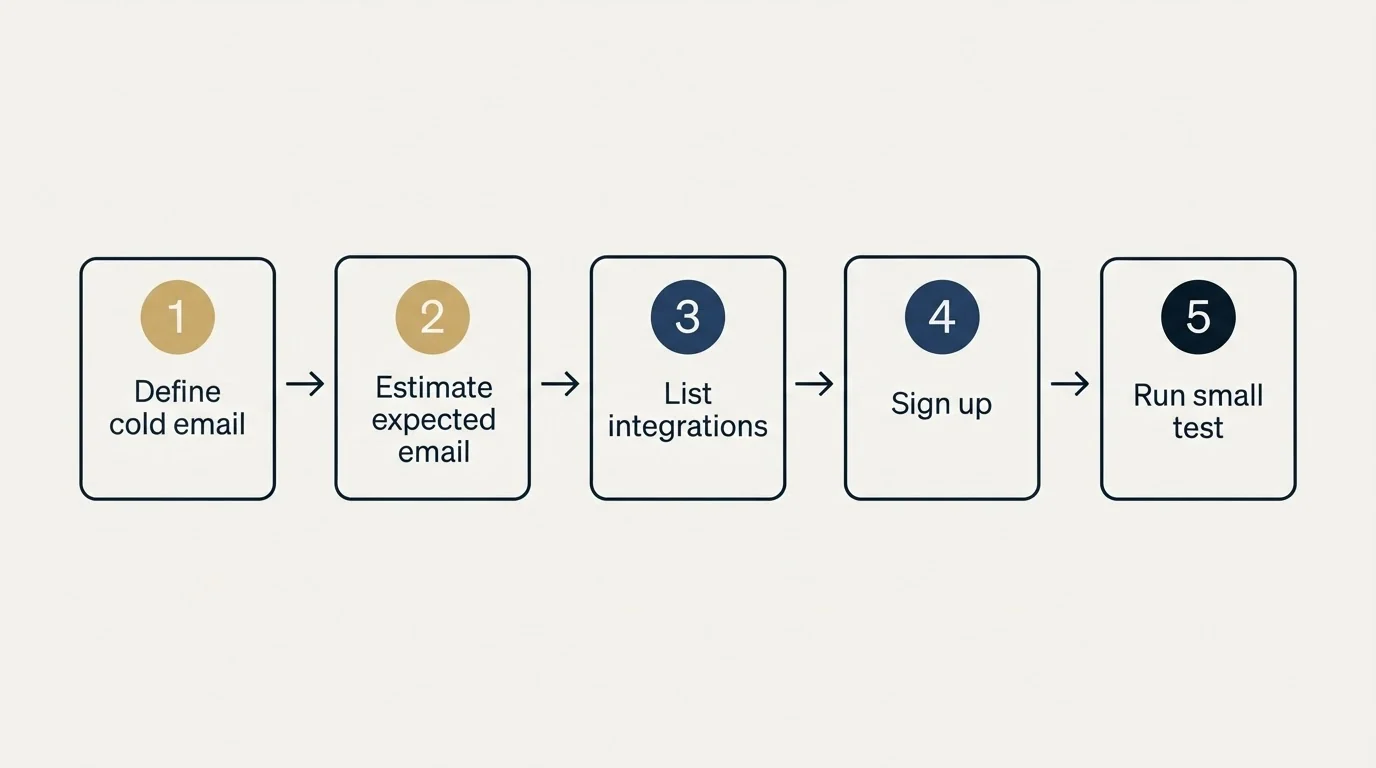 Step sequence: Getting Started Checklist (Define cold email, Estimate expected email, List integrations, Sign up)