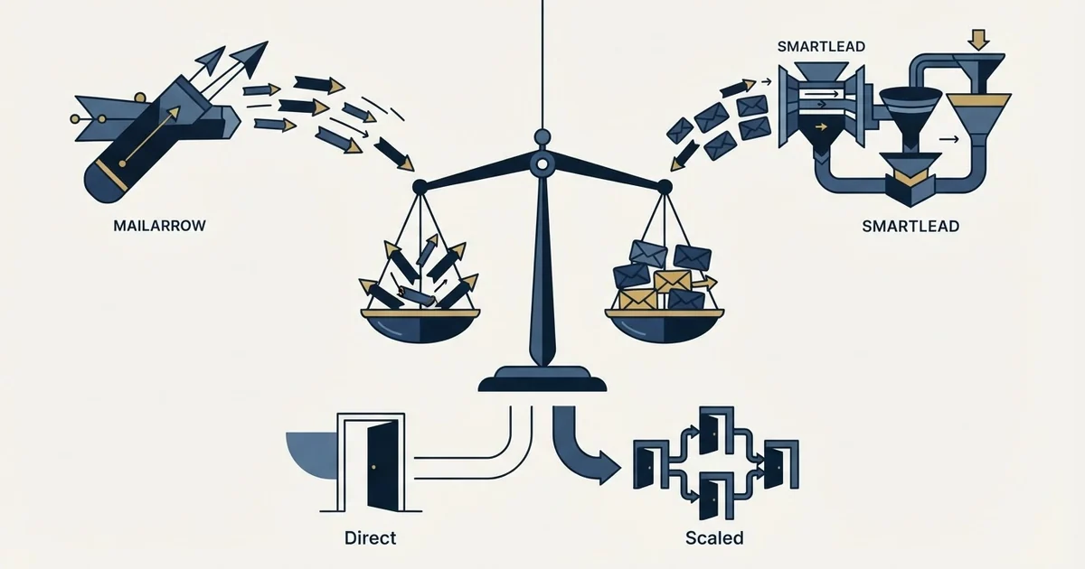 Editorial illustration for Mailarrow vs Smartlead