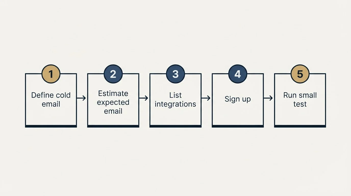 Step sequence: Getting Started Checklist (Define cold email, Estimate expected email, List integrations, Sign up)