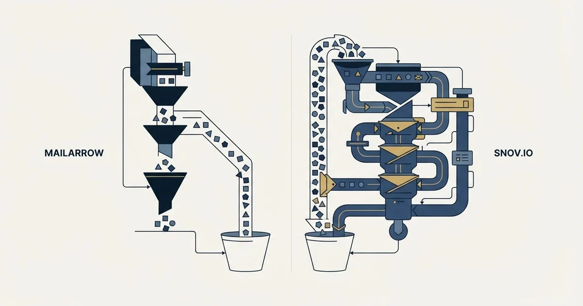 Editorial illustration for Mailarrow vs Snov.io