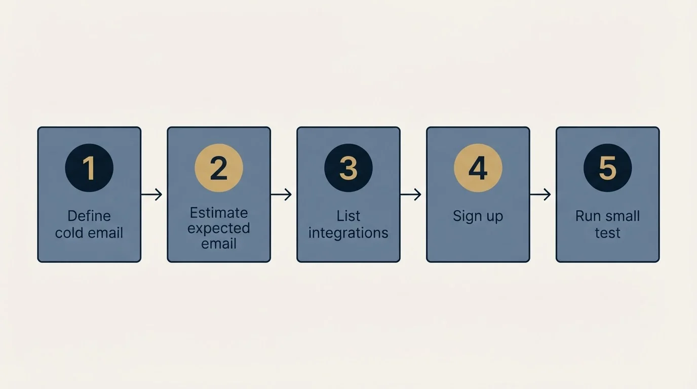 Step sequence: Getting Started Checklist (Define cold email, Estimate expected email, List integrations, Sign up)