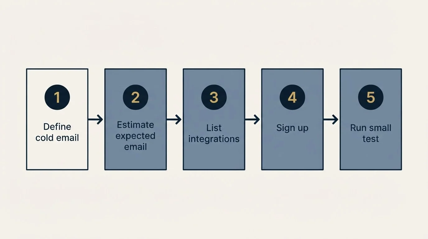 Step sequence: Getting Started Checklist (Define cold email, Estimate expected email, List integrations, Sign up)