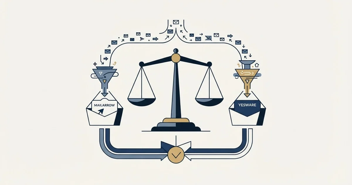Editorial illustration for Mailarrow vs Yesware