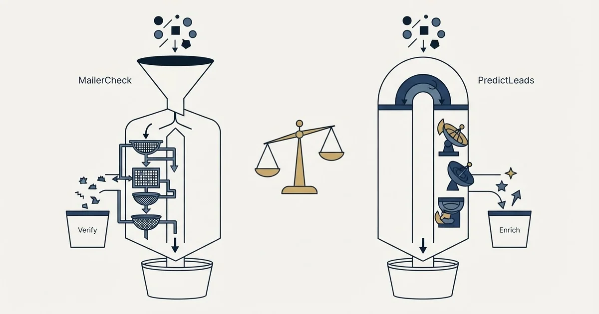 Editorial illustration for MailerCheck vs PredictLeads