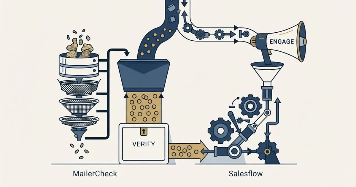 Editorial illustration for MailerCheck vs Salesflow
