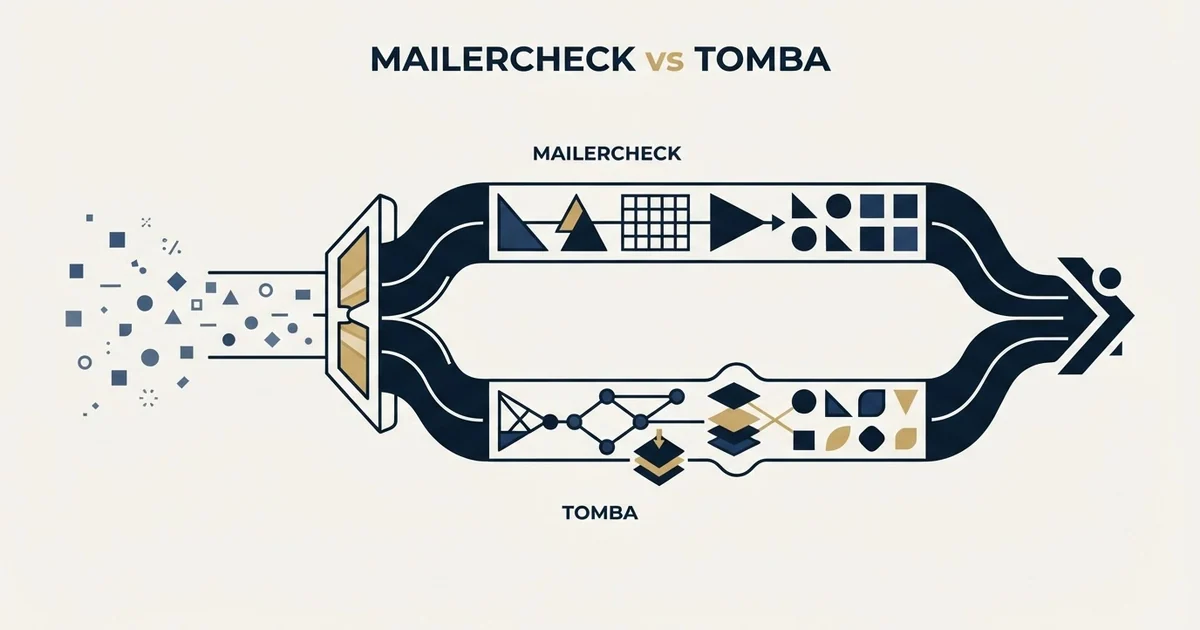 Editorial illustration for MailerCheck vs Tomba
