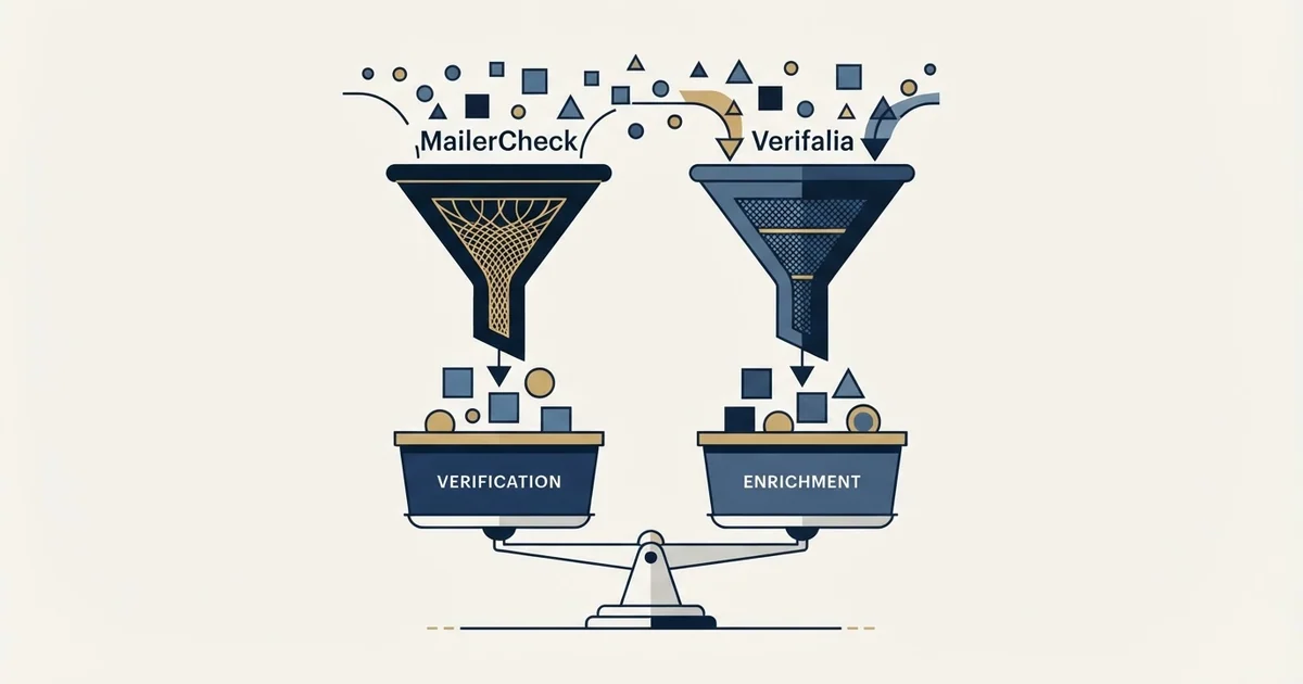 Editorial illustration for MailerCheck vs Verifalia