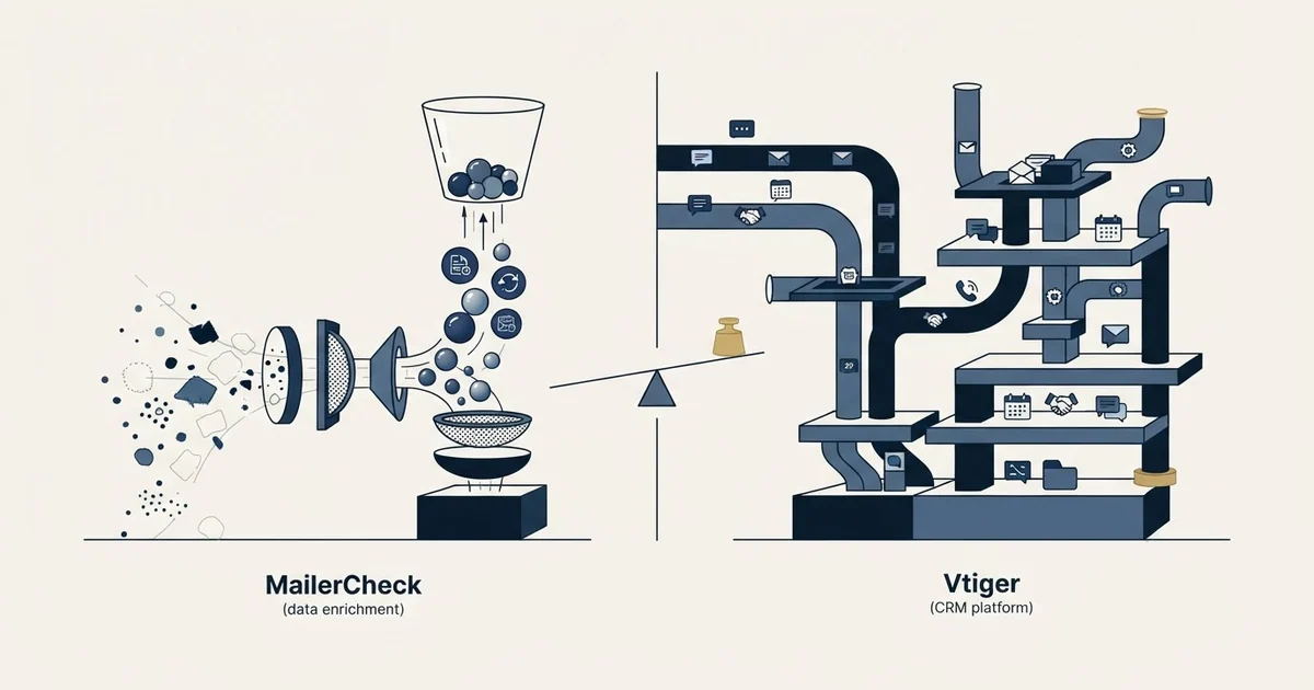 Editorial illustration for MailerCheck vs Vtiger