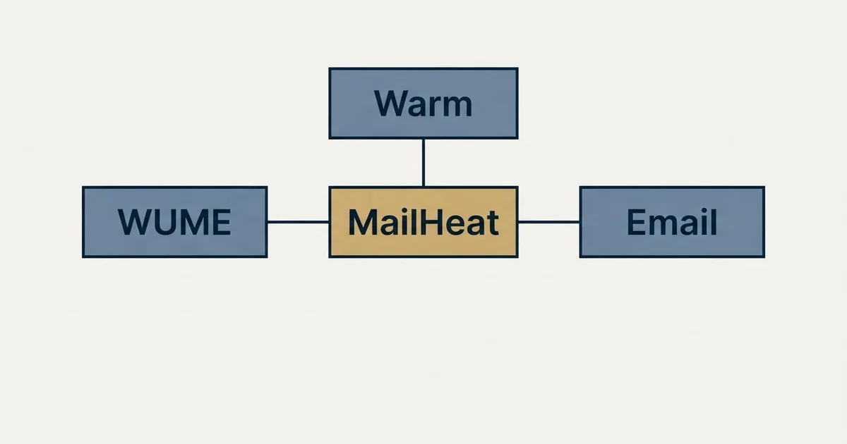 Schematic: MailHeat vs WUME (Warm Up My Email) (MailHeat, WUME, Warm, Email)