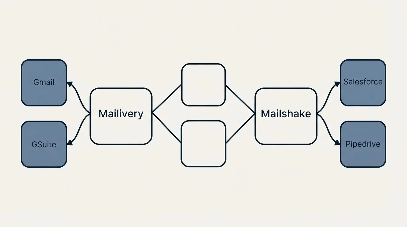 Integration schematic: Integration Ecosystem (Mailivery, Mailshake, Gmail, Salesforce)