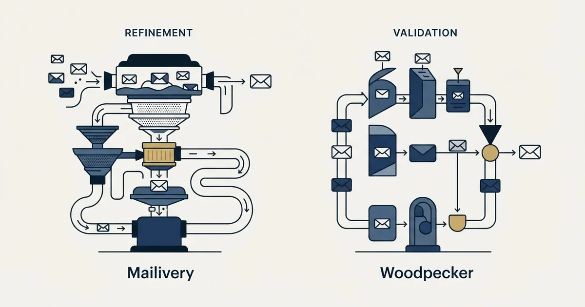 Editorial illustration for Mailivery vs Woodpecker