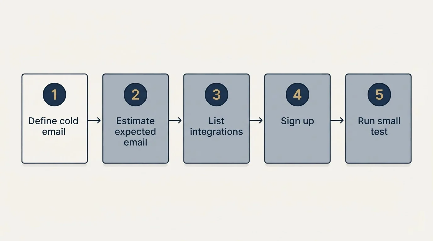 Step sequence: Getting Started Checklist (Define cold email, Estimate expected email, List integrations, Sign up)