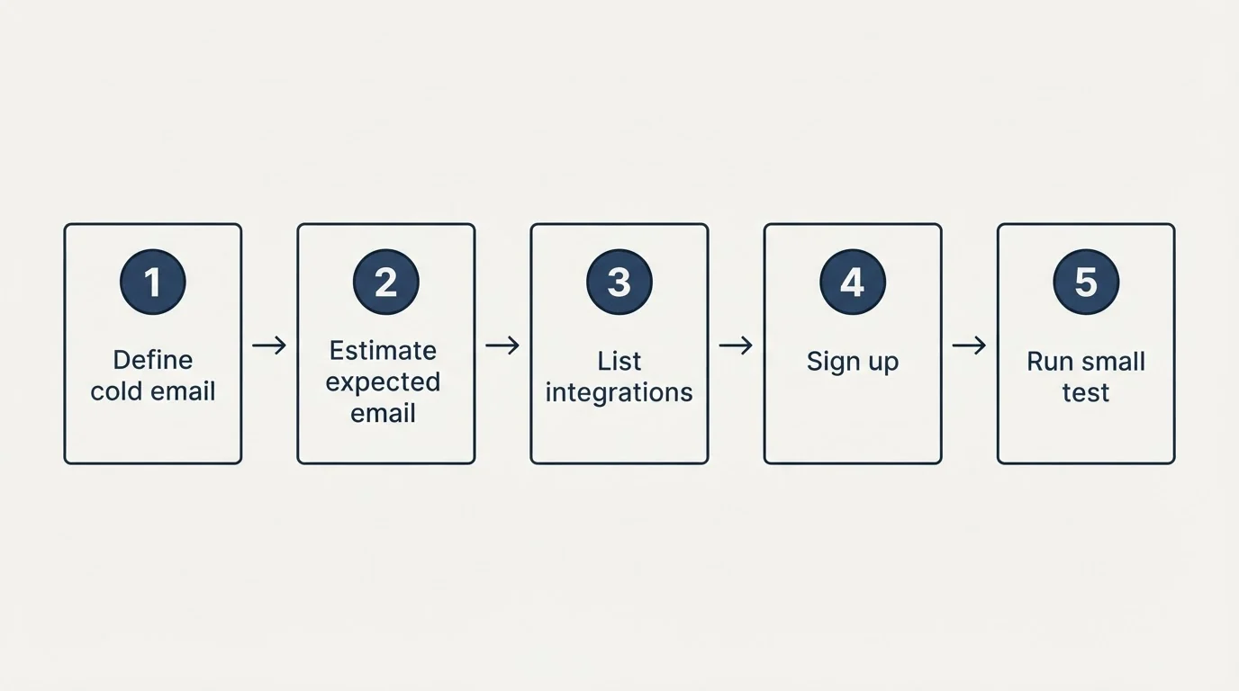 Step sequence: Getting Started Checklist (Define cold email, Estimate expected email, List integrations, Sign up)