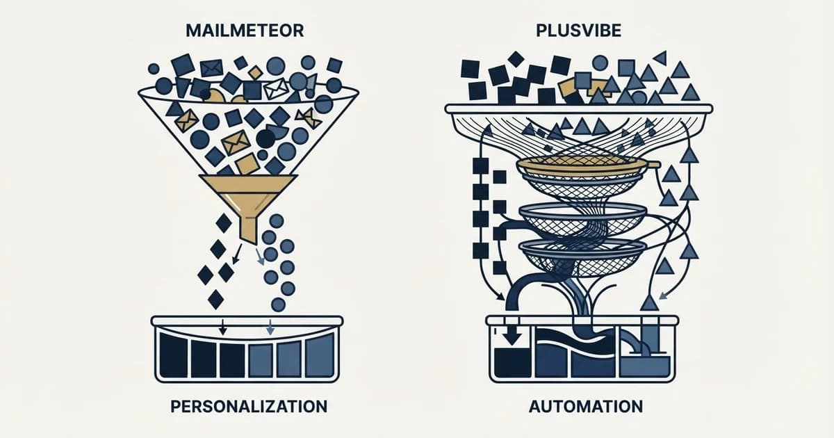 Editorial illustration for Mailmeteor vs PlusVibe
