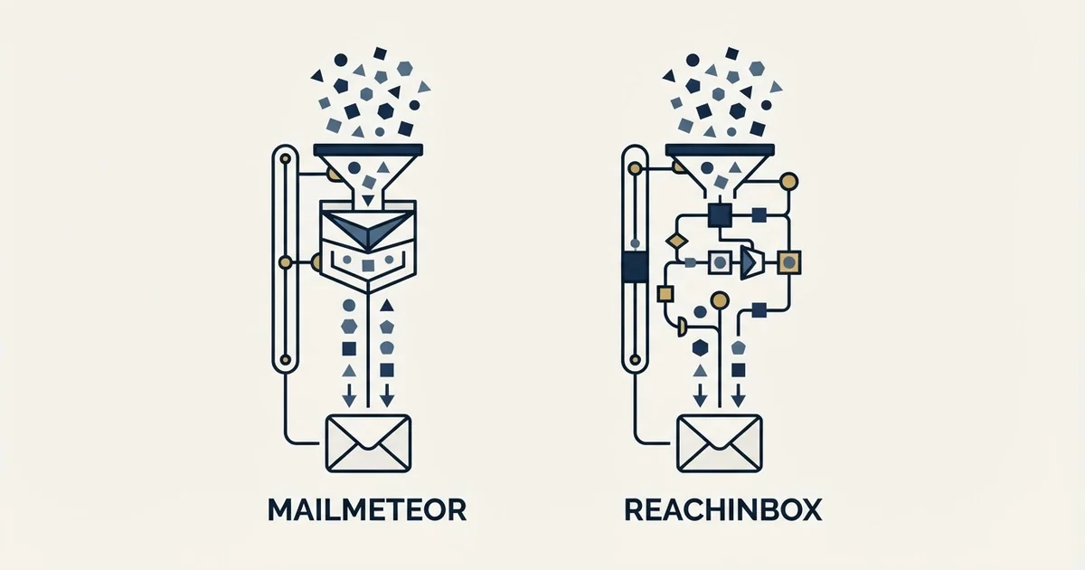 Editorial illustration for Mailmeteor vs ReachInbox
