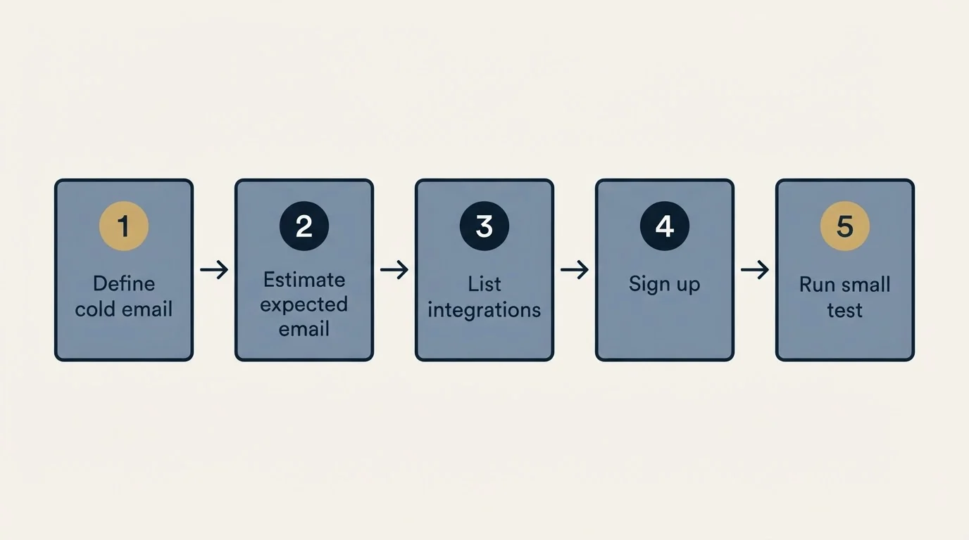 Step sequence: Getting Started Checklist (Define cold email, Estimate expected email, List integrations, Sign up)