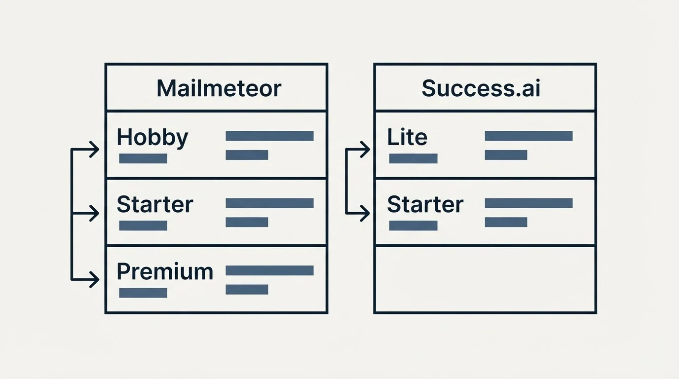 Pricing table: Pricing Comparison (Mailmeteor, Success.ai, Hobby, Lite)