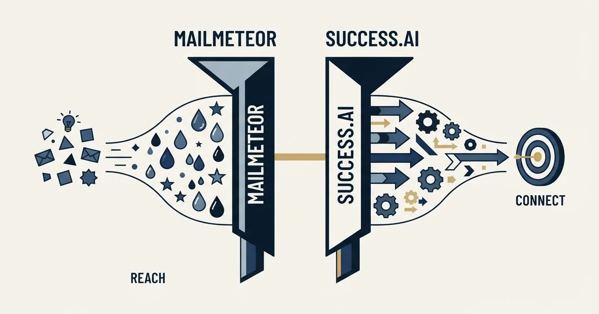 Editorial illustration for Mailmeteor vs Success.ai