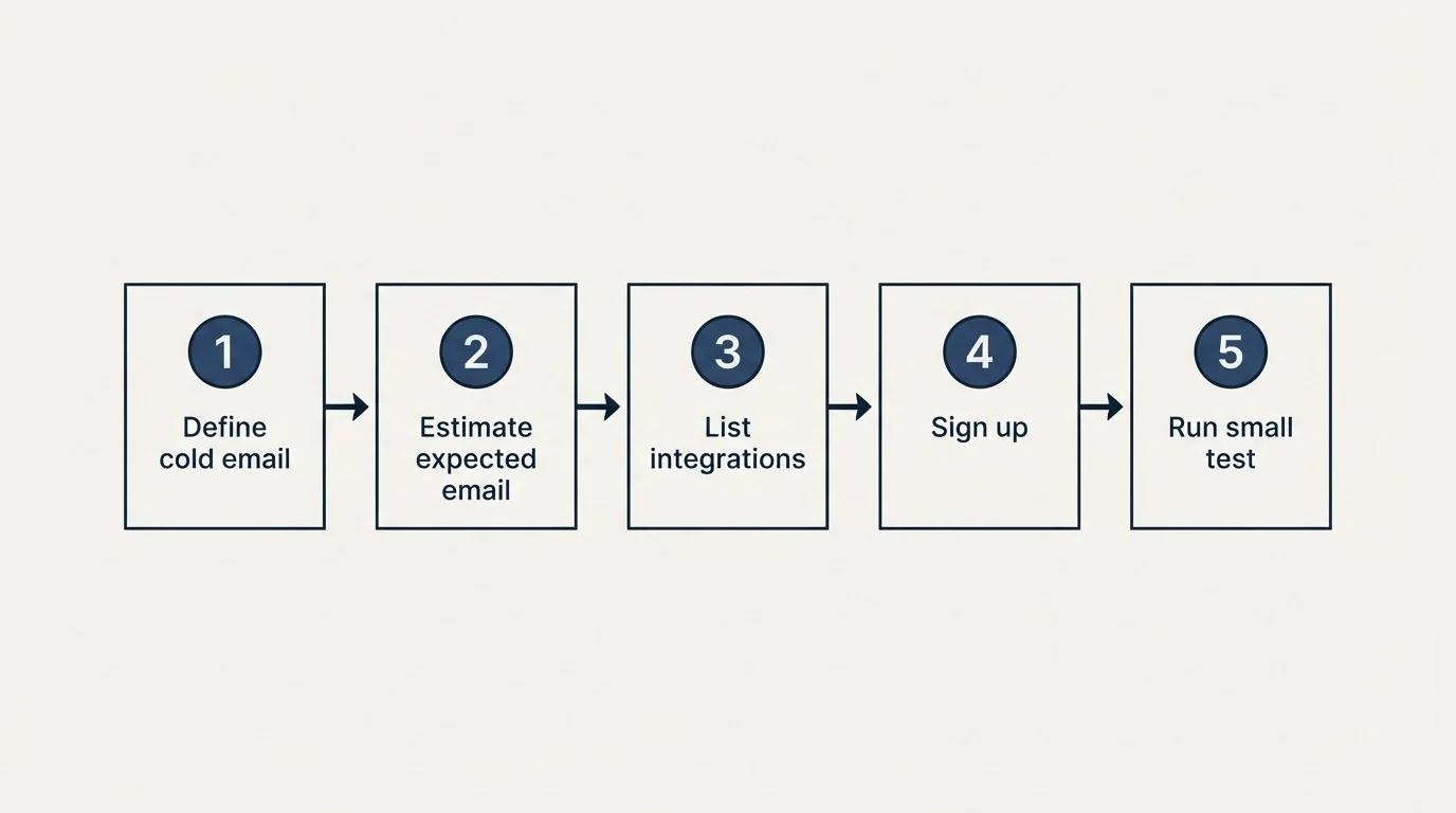 Step sequence: Getting Started Checklist (Define cold email, Estimate expected email, List integrations, Sign up)